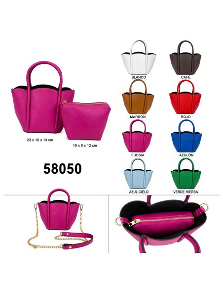 Bolso de mano de piel con neceser