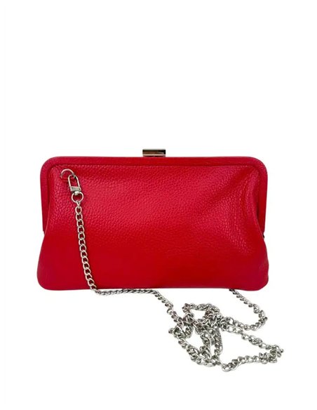 Bolso clutch de piel con cadena