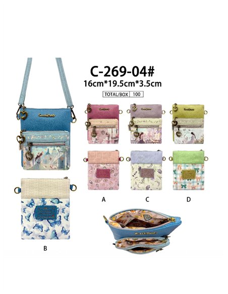 Bolso bandolera estampado con doble cremallera Sweet Candy