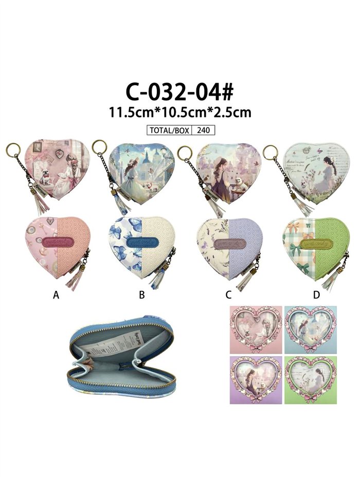 Monedero corazón estampado con llavero Sweet Candy
