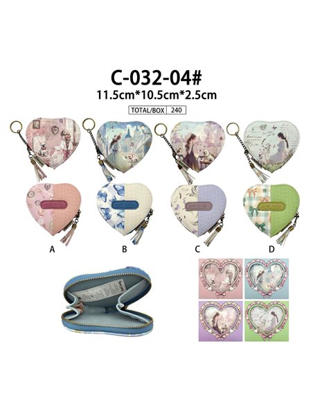 Monedero corazón estampado con llavero Sweet Candy