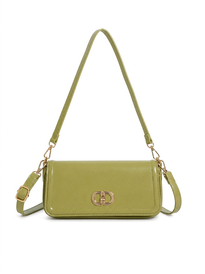 Bolso baguette efecto charol