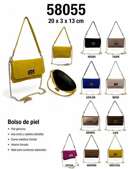 Mini-Schultertasche aus Wildleder mit Kette