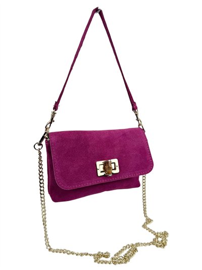 Bolso de hombro mini de piel serraje con cadena