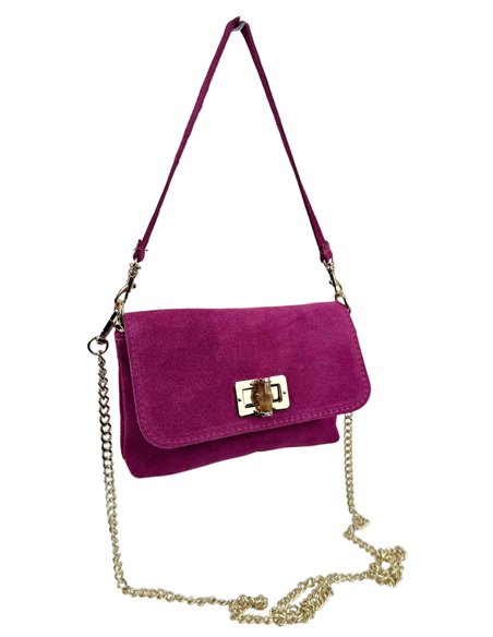 Mini-Schultertasche aus Wildleder mit Kette