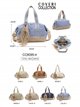 Bolso bowling lino combinado con borla