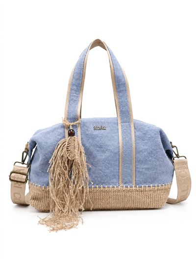Bolso bowling lino combinado con borla