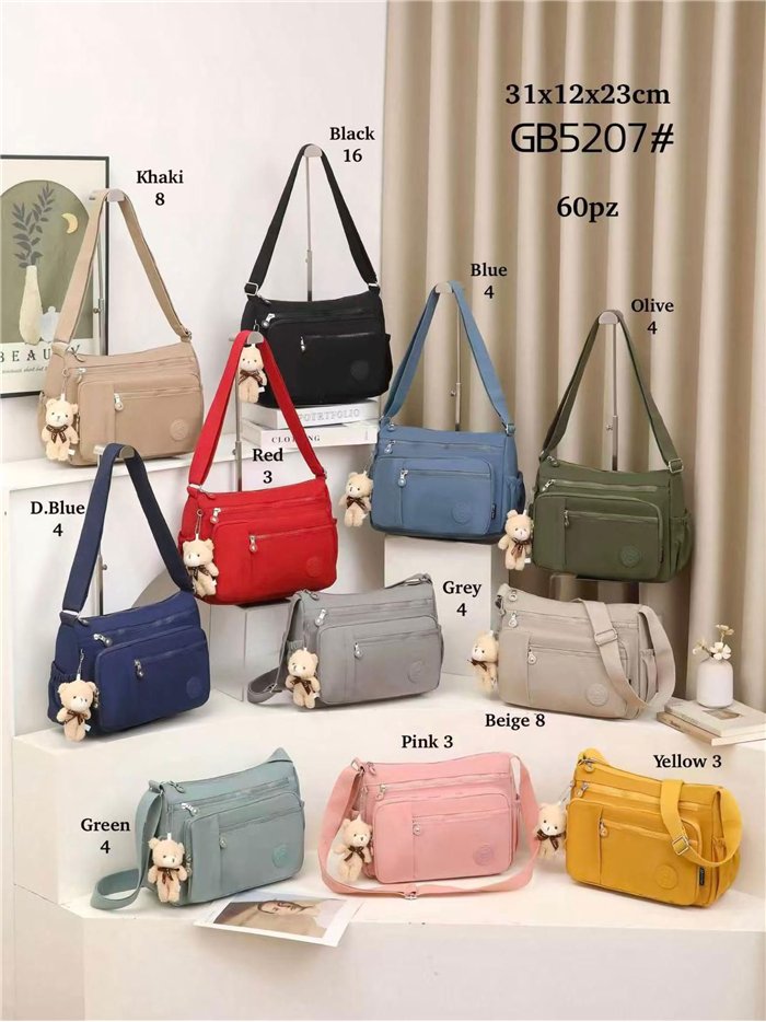 Nylon-Schultertasche mit mehreren Fächern und Anhänger
