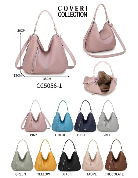 Bolso hobo grande nylon con cremallera frontal