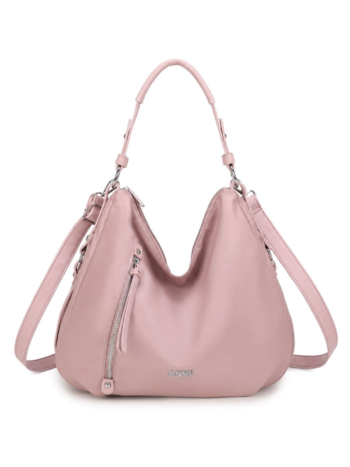Bolso hobo grande nylon con cremallera frontal