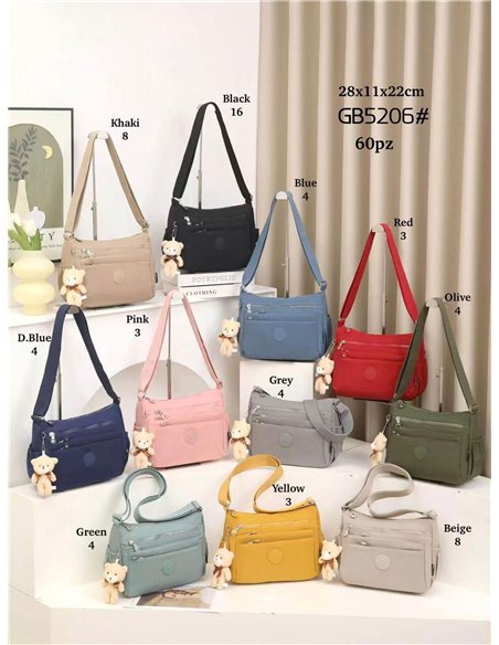 Bolso bandolera de nylon con múltiples bolsillos