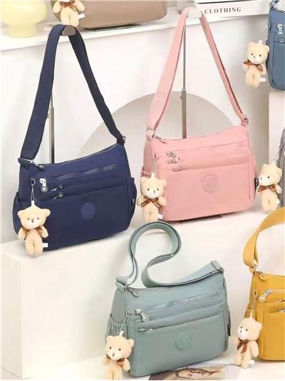 Bolso bandolera de nylon con múltiples bolsillos