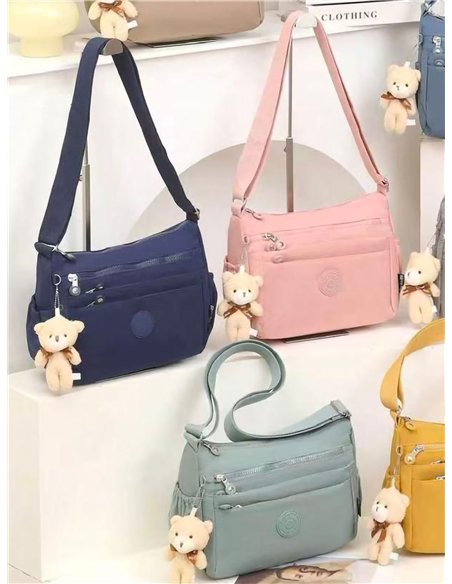 Bolso bandolera de nylon con múltiples bolsillos