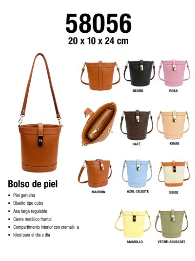 Bolso cubo de piel con cierre giratorio 2
