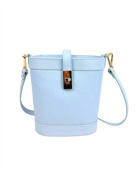 Bolso cubo de piel con cierre giratorio