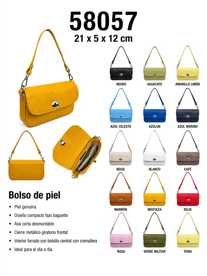 Bolso de mano de piel con cierre giratorio