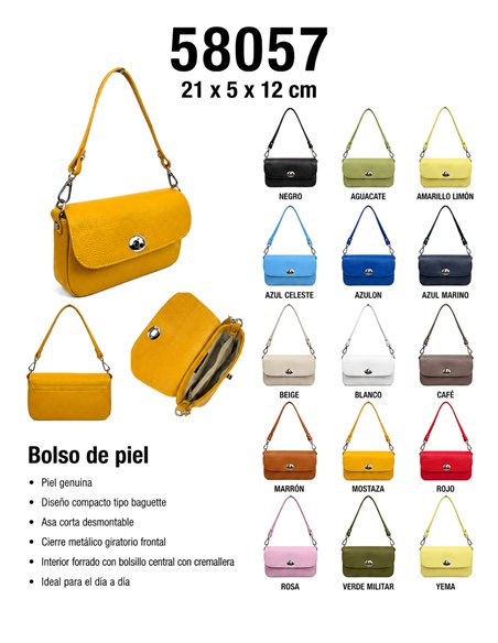 Bolso de mano de piel con cierre giratorio