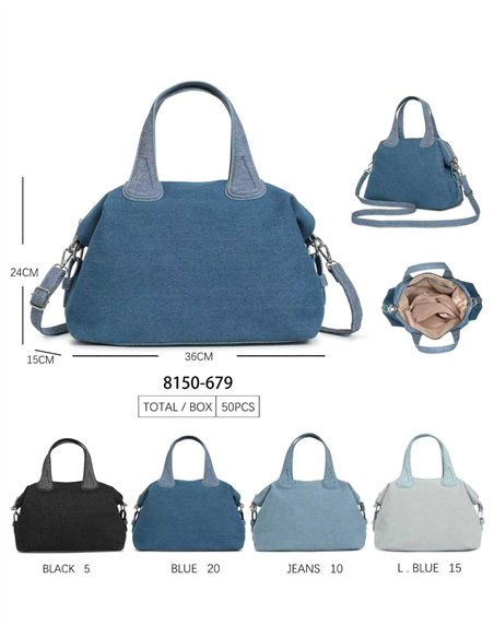 Bolso bowling denim con correa