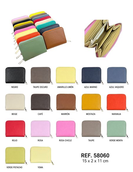 Cartera pequeña de piel con múltiples compartimentos