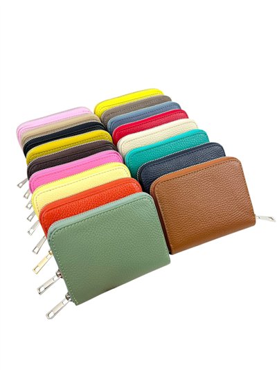 Cartera pequeña de piel con múltiples compartimentos