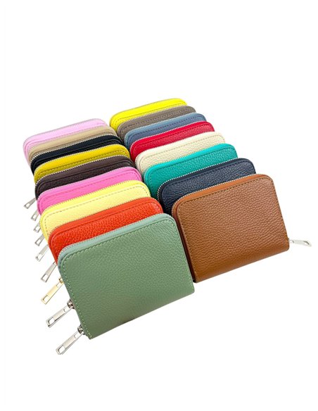 Cartera pequeña de piel con múltiples compartimentos