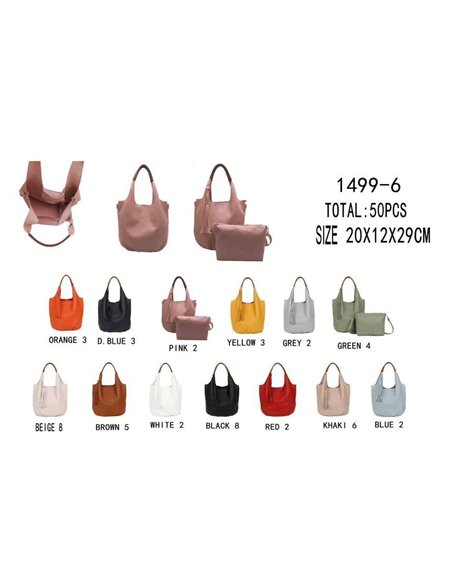 Bolso shopper con borla y neceser a juego