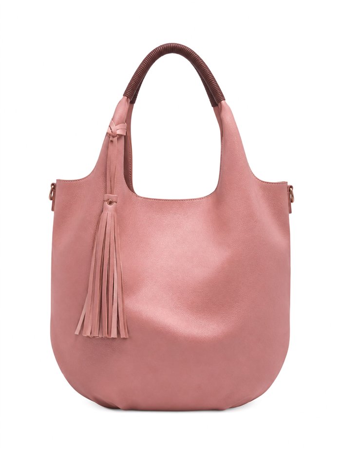 Bolso shopper con borla y neceser a juego