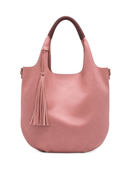 Bolso shopper con borla y neceser a juego