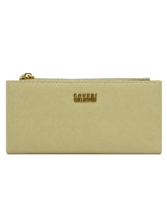 Cartera alargada con cremallera y colgante