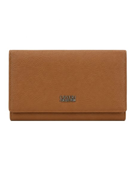 Cartera grande con solapa y múltiples compartimentos