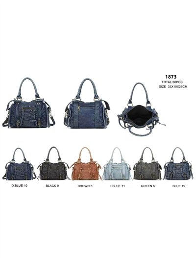 Bolso bowling efecto denim con bolsillos 2