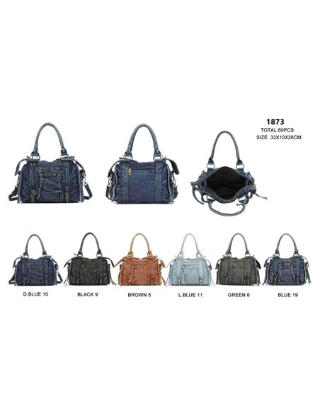 Bolso bowling efecto denim con bolsillos