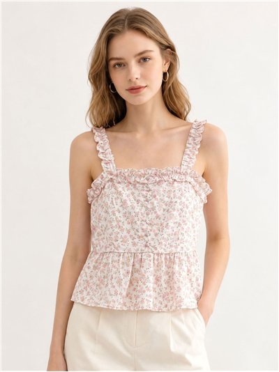 Top floral con tirantes y volante