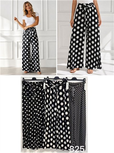 Pantalón palazzo lycra negro lunares 2