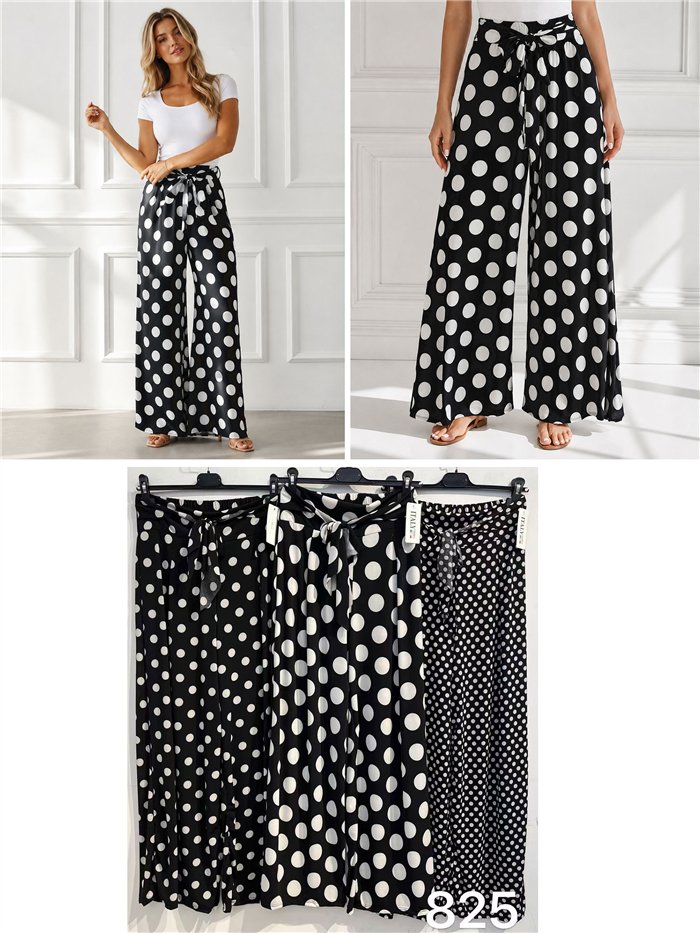 Pantalón palazzo lycra negro lunares