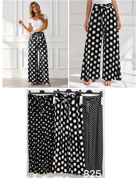 Pantalón palazzo lycra negro lunares