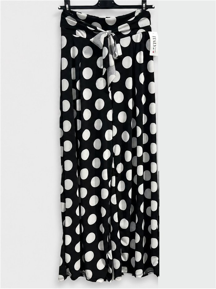 Pantalón palazzo lycra negro lunares