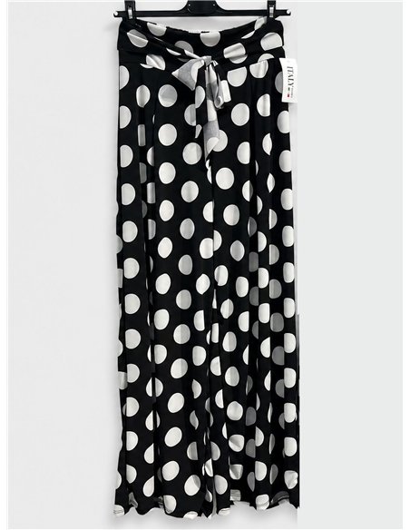 Pantalón palazzo lycra negro lunares