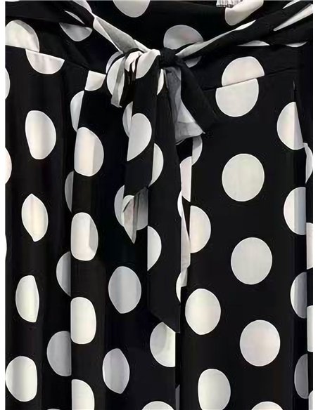 Pantalón palazzo lycra negro lunares