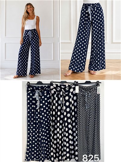 Pantalón palazzo lycra marino lunares 2
