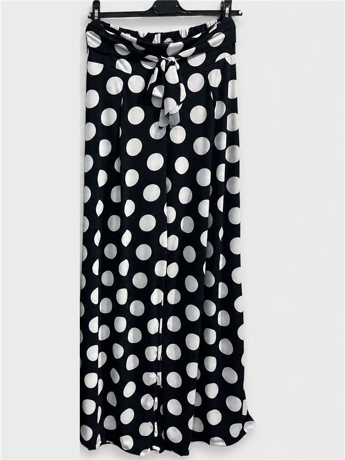 Pantalón palazzo lycra marino lunares