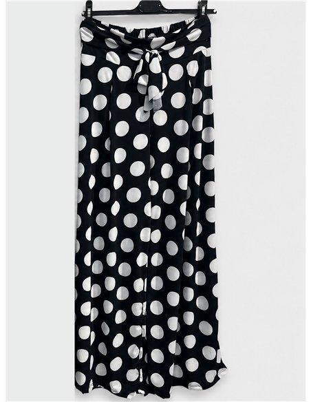 Pantalón palazzo lycra marino lunares