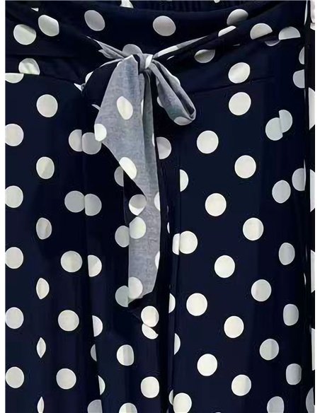 Pantalón palazzo lycra marino lunares
