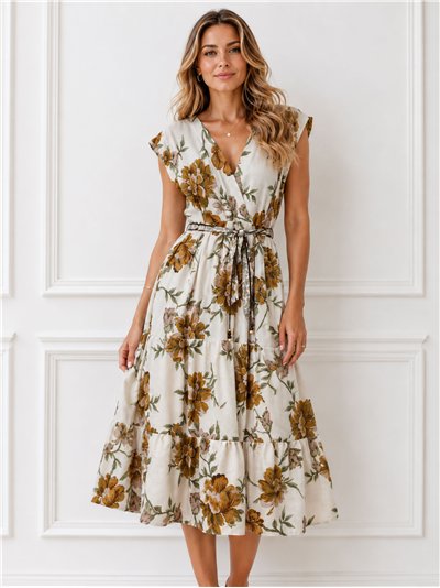 Vestido floral cruzado con lazada