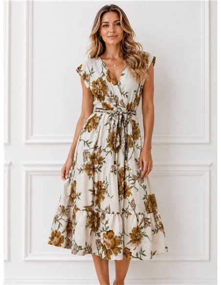 Wickelkleid mit Blumenmuster und Schleife