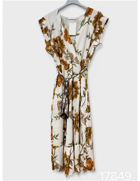 Wickelkleid mit Blumenmuster und Schleife