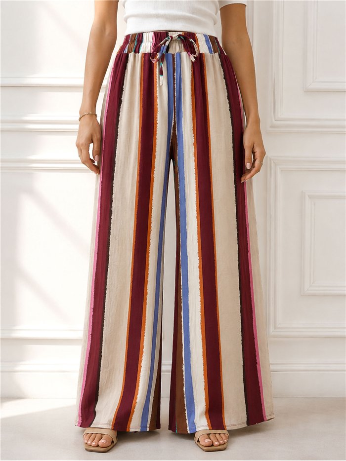 Pantalón palazzo rayas multicolor