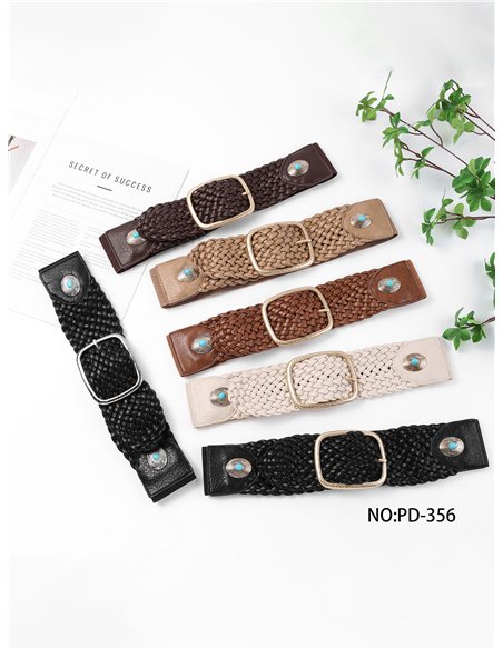 Ceinture élastique tressée avec détails turquoise