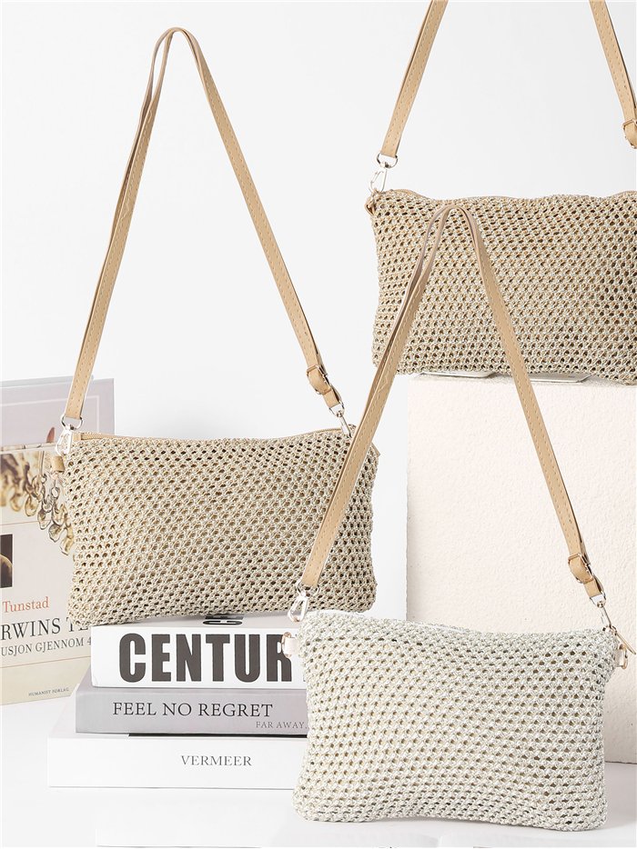 Bolso bandolera de malla metalizada