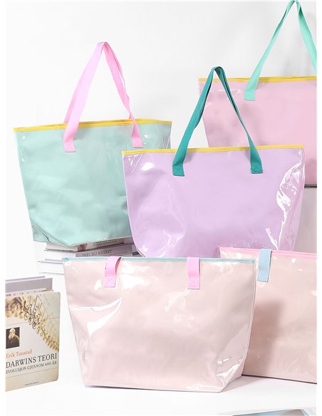 Strandtasche aus Vinyl mit kontrastierender Borte